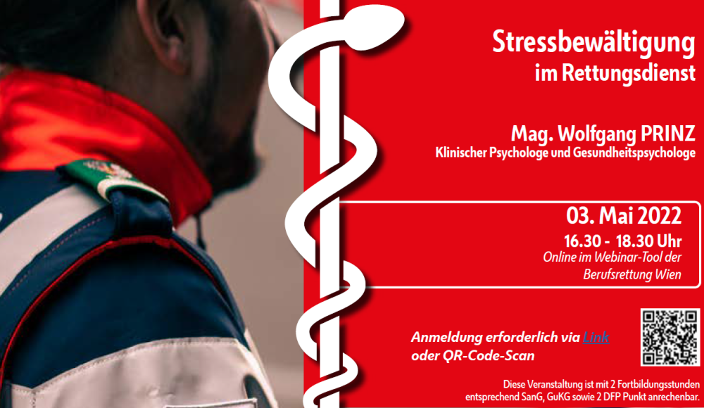 Vortrag: Online-Fortbildung "Stressbewältigung im Rettungsdienst" am 03.05.2022 